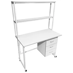 стол лабораторный с надстройкой слн 16.004 (белый)