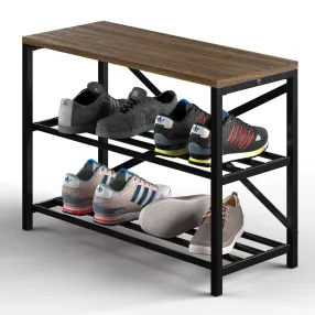 обувница gutta 500х690х290 (3 полки) каркас чёрный, настил коричневый