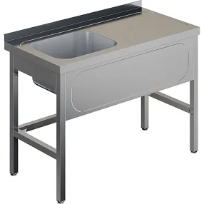 ванна моечная цельнотянутая с рабочей поверхностью с бортом вмцр/1-10/6-бл