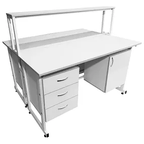 стол лабораторный островной с надстройкой сло 22.012 (белый)